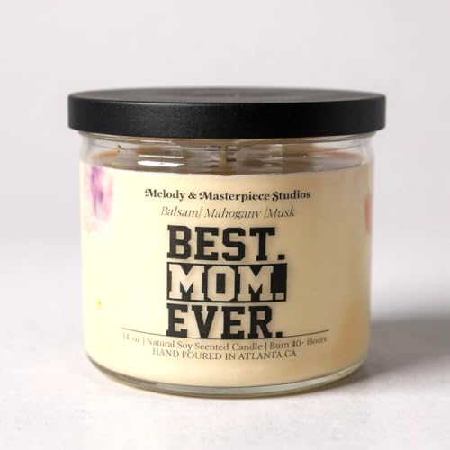 Scented Soy Candle Jar (14.5oz) with Lid, 35H Burn Time