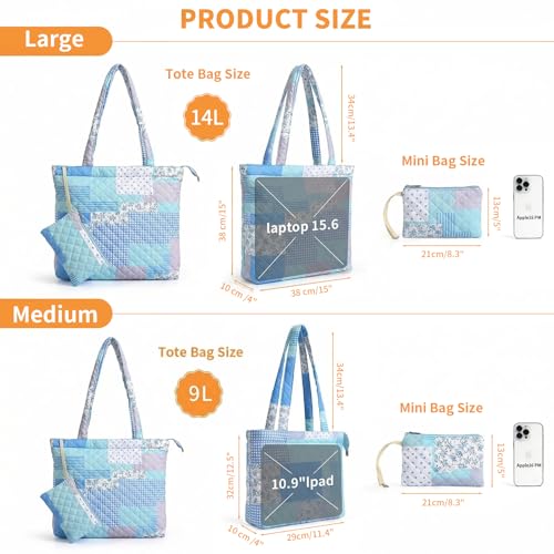 Bolso Tote Acolchado Floral con Cremallera para Mujer miniatura 4