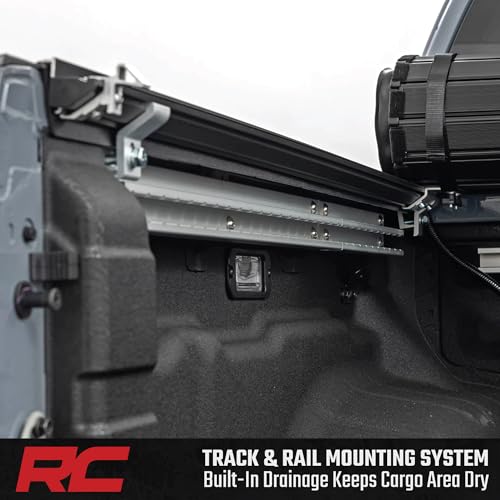 Image of Rough Country Hard Roll-Up Tonneau Cover for Nissan Frontier (2022-2026) - Aluminum Truck Bed Cover, Fits 5' Bed