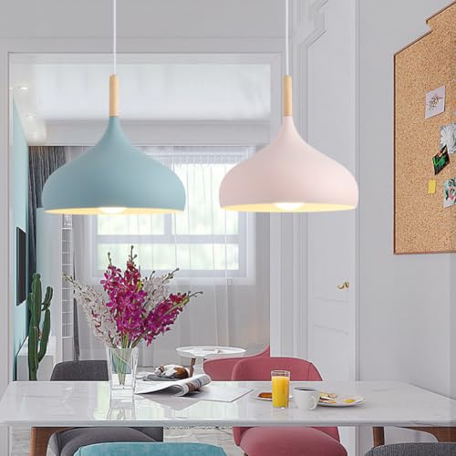Suspension industrielle bois blanche pour ilot de cuisine et bureau design
