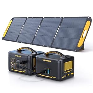 Vtoman 3096Wh Portable Power Station Bundle with Extra Battery & 220W Solar Panel Included, Up to 3600W Solar Generator for Power Outages, RV, Camping, Emergencies