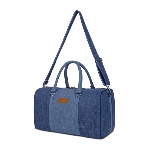 Image of ZAINTO Denim Duffel Bag for Men & Women | Stylish Travel Bag with Shoulder Strap | Weekender Gym Sports Overnight Luggage Bag | Durable Denim Carry Bag for Travel & Daily Use