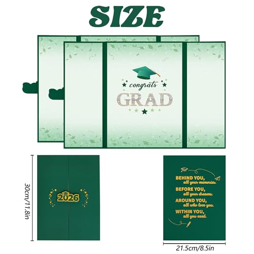 Image of Vlipoeasn 2PCS Graduation Guest Book Alternative, Green Gold Class of 2026 Party Decorations, Grad Signature Book for 2026 College High School, Unique Graduation Gifts for Friends