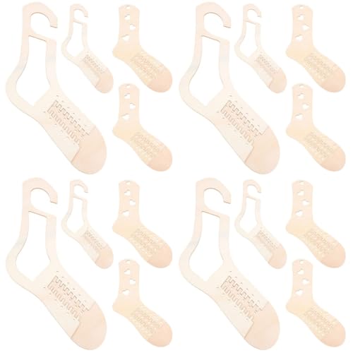 Lurrose 4 Juegos Forma De Calcetín Tejido A Mano Kits De Ganchillo Ganchos De Crochet Bloqueadores De Calcetines De Madera Expositores De Calcetines Molde De Calcetines Beige 4 Uds * 4