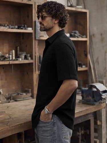 Image of Noble Monk Men's Solid Casual Shirt | Half Sleeve | Regular Fit | Polo Shirt for Men