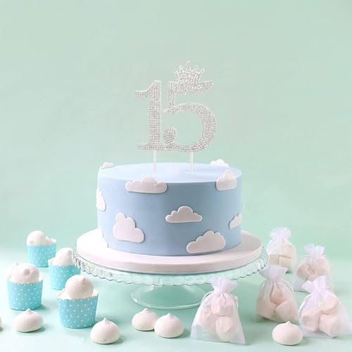 Decoración para tarta de cumpleaños 15 con brillantes diamantes de imitación de cristal 6