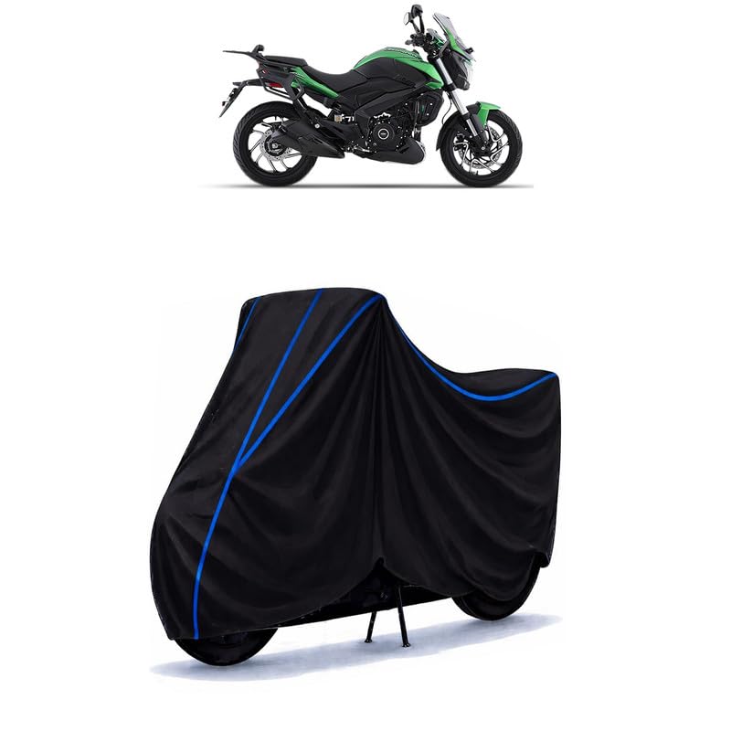 Image of Bajaj Dominar 400 Touring Bike Cover Water Resistant Universal Motorcycle Rain | Heavy Duty UV Protection, Dust, Scratch Indoor Outdoor All Weather with Black Blue Piping Elastic