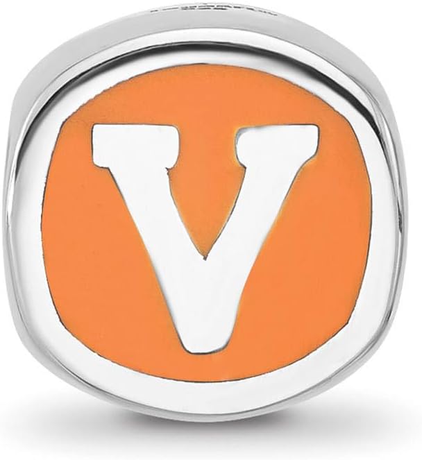LogoArt Logo Art Sterling Silver Virginia Cavaliers V Cushion Shaped Logo Bead