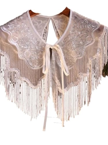 Châle pashmina femme chaud contre le froid à col brodé de perles