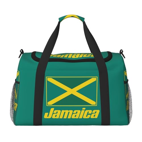 Jamaican flags Print Foldable Carry On Tote Large Capacity Hand Carry Bag for Airplane Weekend Getaways