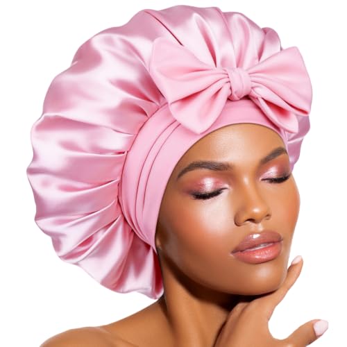 Bonnet soie BONNET QUEEN XL extra-large pour dormir femme rose