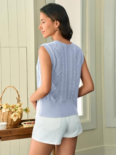 Womens V Neck Sweater Vest Ribbed Knit Sleeveless Casual Solid Preppy Pullover Tank Tops4