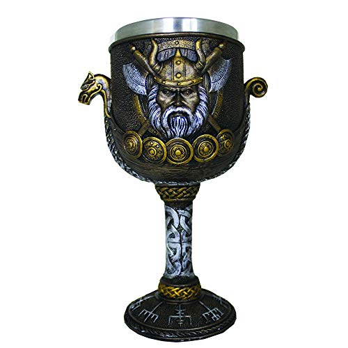 Nemesis Now Valhalla Goblet 17cm, Resin w/stainless steel insert, Brown