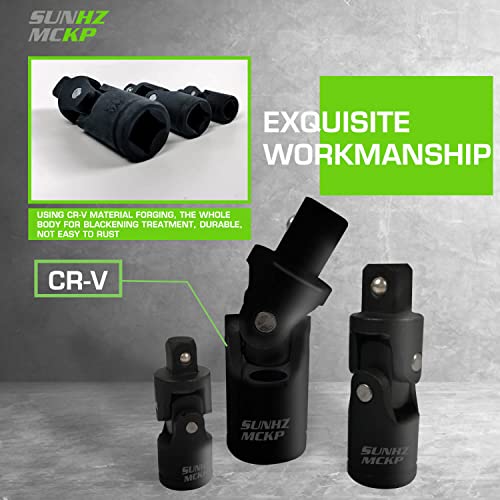 Sunhzmckp Universal Joint Socket, 3-Piece，1/4-Inch, 3/8-Inch, 1/2-Inch Drive Set #TOP3