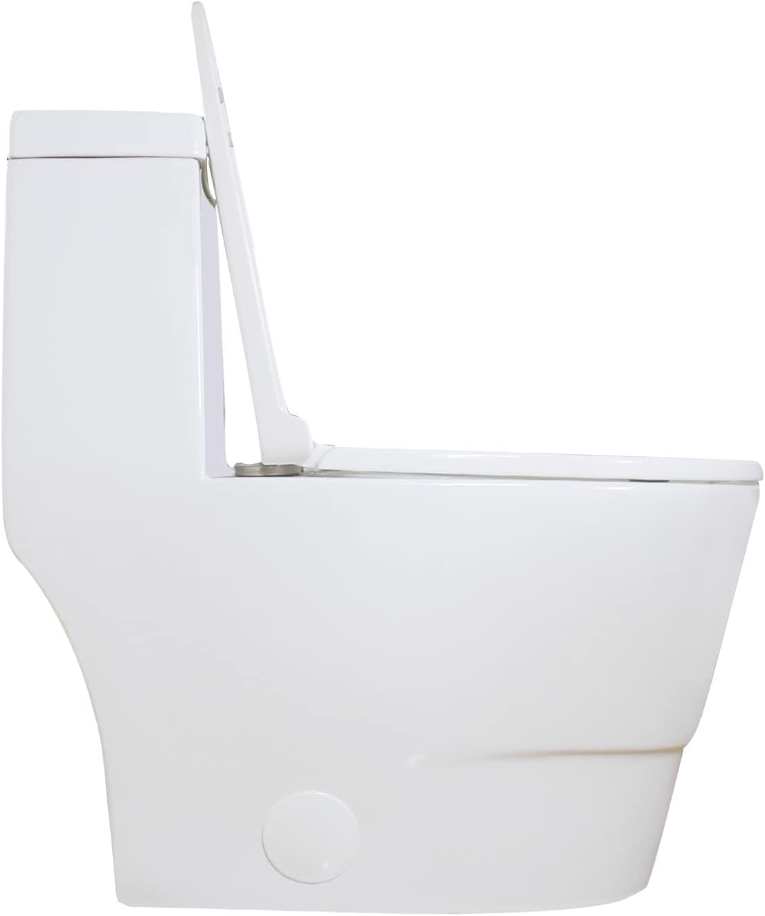12" Rough-in Elongated One Piece Toilet with Soft Closing UF Seat For Modern Bathroom Powerful Dual Flush White