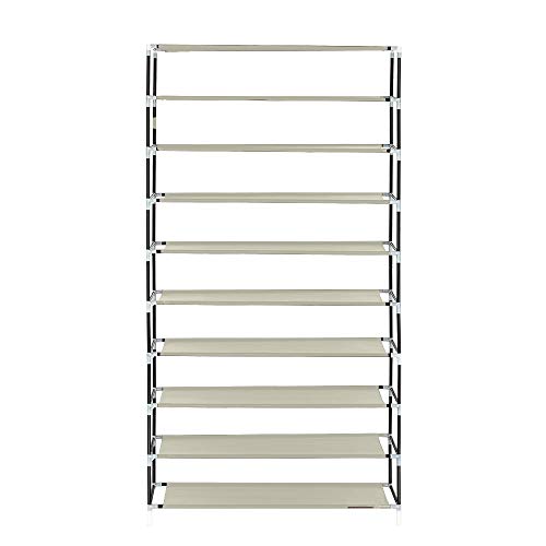 Étagère à chaussures 10 niveaux beige avec housse de protection zippée - 8