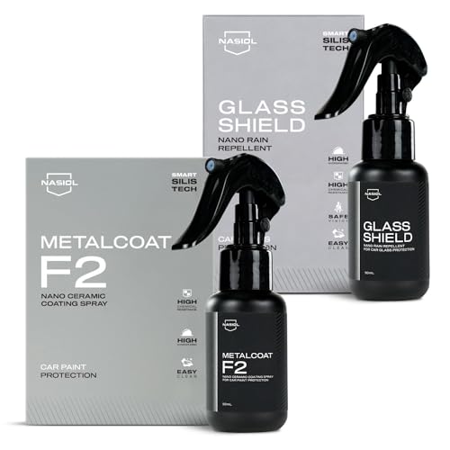 Nasiol Metalcoat Spray Nano Ceramic Coating and Glasshield Spray Rain Repellent Set
