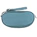 SILVERFEVER Brillenetui aus Leder mit Handgelenkgriff, gepolstert, blau, Einheitsgröße