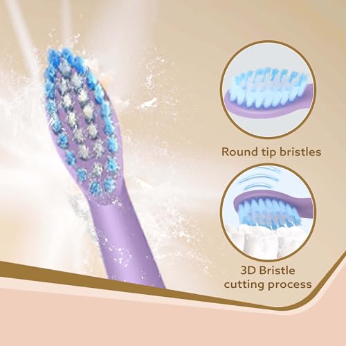 AGARO Cosmic Lite Refill Pack 4+1 pcs, Nylon Bristles, Washable, Purple - Image 2