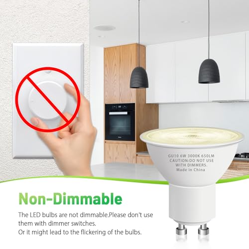 Image of 10 Pack GU10 Led Bulb 6W Equivalent 50W, MR16 Led Bulb 3000K Soft White Light Bulbs, 650 Lumens, Non-Dimmable, GU10 Base, 2 Prong Track Energy Saving Light Bulbs for Kitchen, Living Room, Bedroom