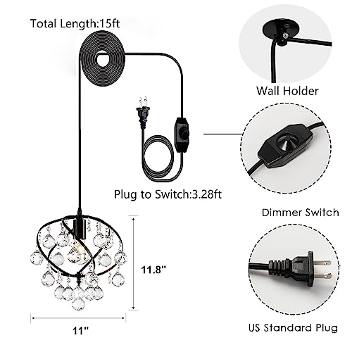 Kaerdi Crystal Plug In Chandelier Black Metal Mini Chandeliers 1 Light Modern Light Fixtures For Hallway Bedroom Kitchen Island Dining Room Farmhouse Entryway… #TOP1