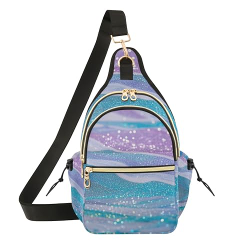 Sac à main convertible bandoulière femme voyage imprimé marbre paillettes arc-en-ciel