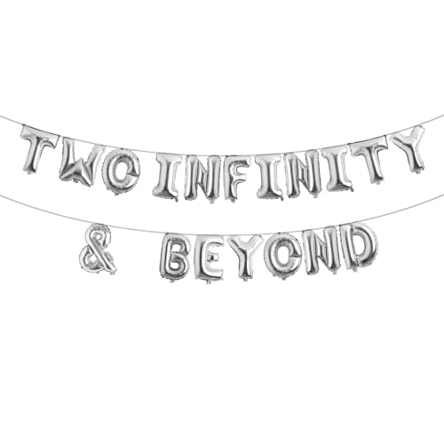 Zwei Infinity & Beyond Banner Weltraum Party Deko Zwei Infinity und Beyond Geburtstagsdeko Weltraum Luftballons Rakete Luftballons (TWO INFINITY & BEYOND Silber)