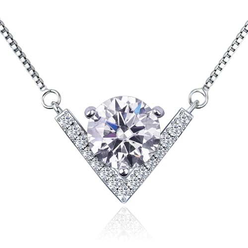 1-3 Carat Moissanite Necklace Pendant for Women Sterling Silver, GRA Certified, Elegant Gift Moissanite Necklace for Women, Wife, Girlfriend, Mom, or Birthday