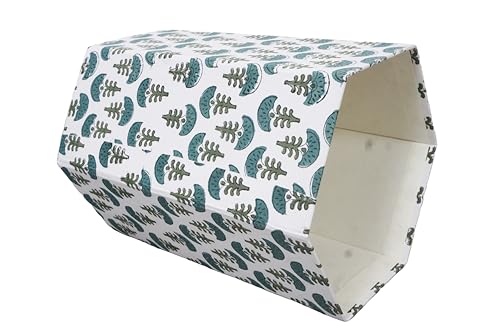 Image of Generic 3.3 Gallon Cotton Hand Block Printed Paper Waste Basket |Small Decorative Trash Can for Housewarming Gifts in Living Room, Bedroom, Bathroom | Eco-Friendly, Plastic-Free (1, GREEN WHITE)