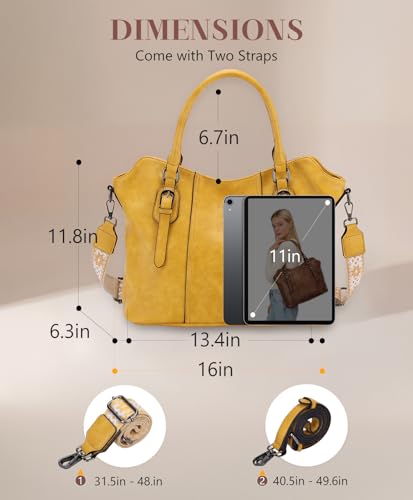 Image of VASCHY Hobo Purse for Women, Two-Strap Set, Easily Converts to Shoulder Bag, Crossbody Bag, or Tote Handbag, Travel Work Bag