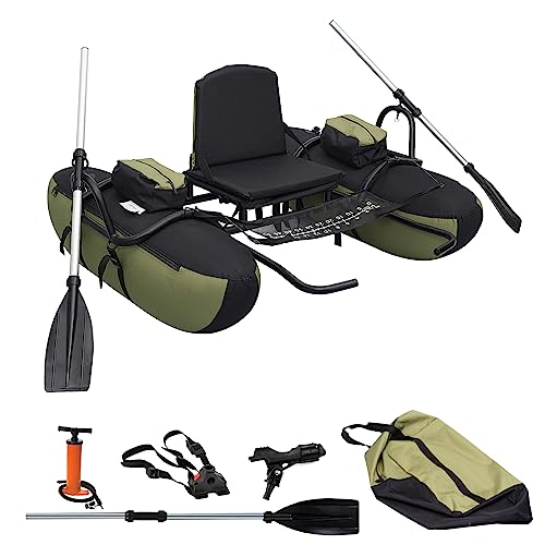 byhsports Professional Schlauchboot, Angelboot mit 158KG Tragfähigkeit, Bellyboat, Angelboot Schlauchboot mit Rutenhalter, Inflator, Paddel für eine Person