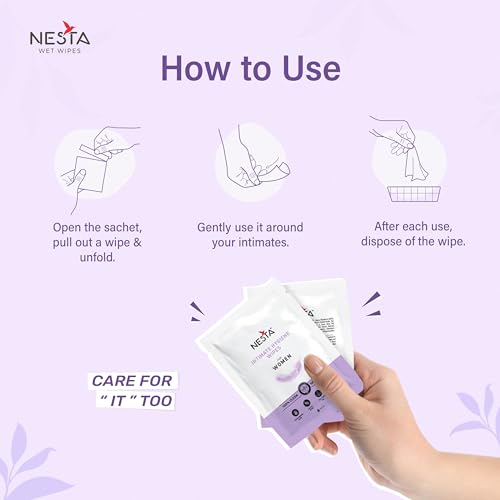 Image of Nesta Soft & Gentle Intimate Hygiene Wipes For Women - ( Pack of 20 Wipes ), Individually Wrapped, Maintains Intimate Area pH Balance, Alcohol & Paraben Free, No Artificial Fragrance, 100% Biodegradable