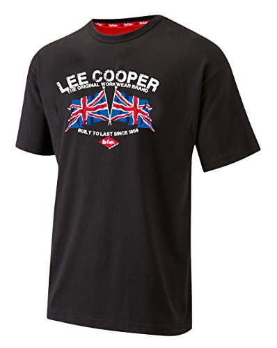 Lee Cooper LCTS012 travail Hommes Classique imprimé graphique Soft Touch T-shirt Léger Workwear Haut, Noir, Grand