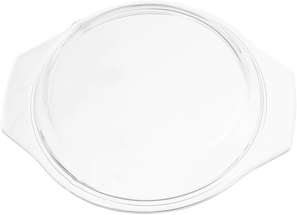 Hemoton 8 Inch Borosilicate Glass Microwave Cover Splashproof Lid with Handle Clear Reusable Glass Lid for Small Bowls Steamers Microwave Cooking