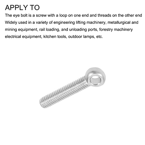 Image of METALLIXITY Shoulder Swing Lifting Bolt (M8x40mm) 2Pcs, 304 Stainless Steel Eye Bolts - for Home Renovation, Pipeline Gate Valves Fasteners, Silver