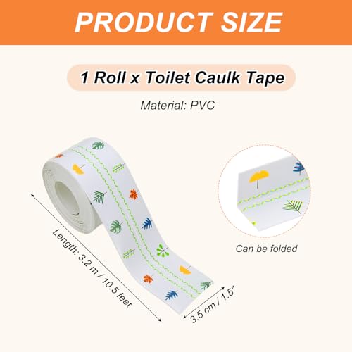 Image of PATIKIL Caulk Tape Waterproof Self Adhesive, PVC Toilet Caulking Sealant Strip Bathtub Caulk Sealing Strip Tape for Bathroom Kitchen Countertop, Autumn Leaves (1.5 Inch x 10.5 Ft)