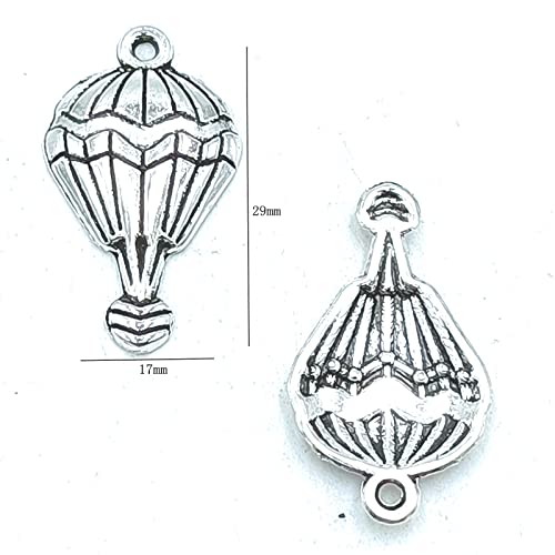 Yoogcorett 20Pcs Charms Antique Tibetan Silver Bulk Zinc Alloy Pendants Hot Air Balloon Pendants For Diy Craft Necklace Bracelets Jewelry Making Findings 29 X 17Mm (Ancient Silver) #TOP2