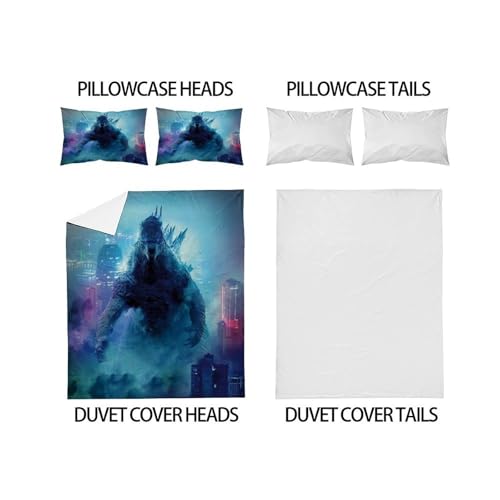 Housse de couette Godzilla 200x200 cm avec taies d'oreiller pour lit double - 4