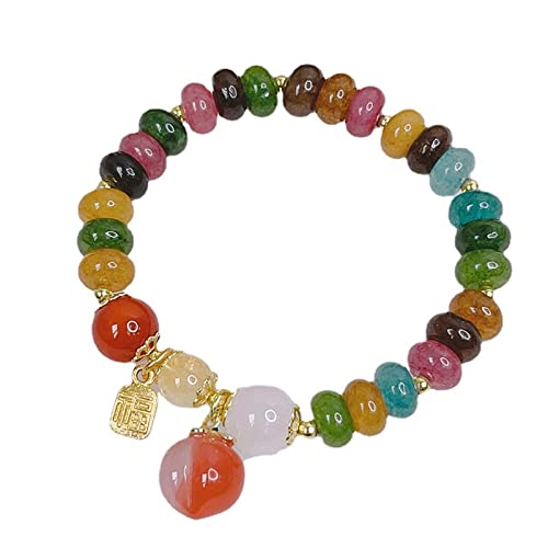 Bracelet en agate naturelle pour femme et perles de cristal multicolore vintage