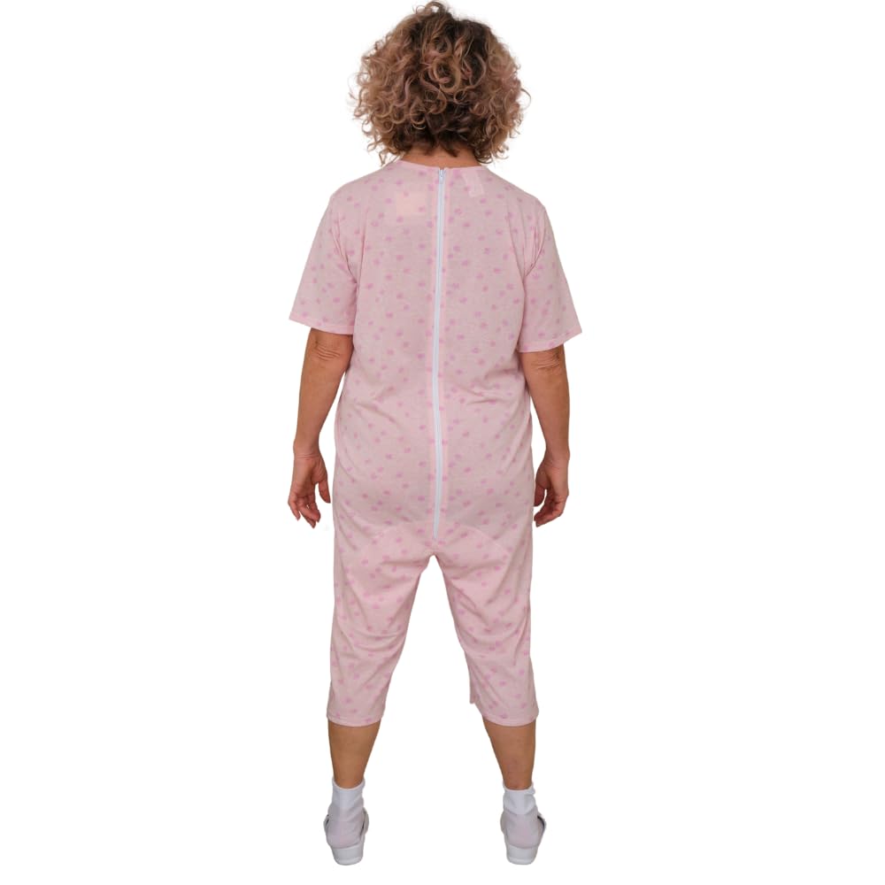 FERRUCCI - Pijama de tutón sanitario confort de manga corta, pantalón corto, 1 cremallera/cremallera detrás de la espalda de verano