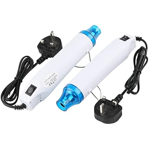 Rowiz Handheld Hot Air Gun for Epoxy Resin 300W Portable Heat Gun for Soft Clay Ceramic DIY Rubber Stamp Convex Powder Relief Powder Shrinkable Sheet(2PCS, White) Cover