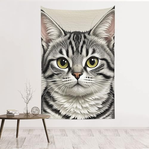 Tapisserie murale en velours chat déco chambre salon 152x101 cm GJHKSSVB