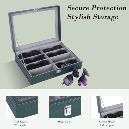 Image of AUTOARK Leather 8 Piece Eyeglasses Storage and Sunglass Glasses Display Case Organizer