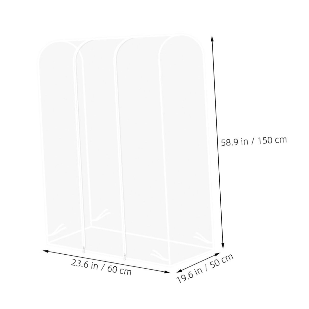 Coprigiacca Antipolvere Trasparente per Appendiabiti da Terra 60x50x150 Cm