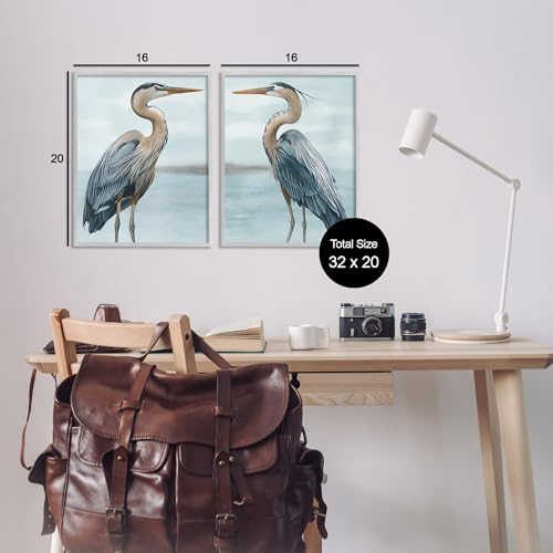 'Detailed Heron Bird Duo'| 2pc Framed Giclee Art Set 2 by Stupell Industries - Used condition - Image 3