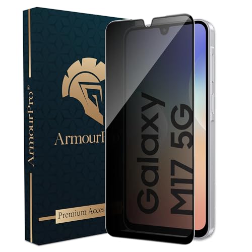 Image of ArmourPro Privacy Tempered Glass for Samsung Galaxy M17 - Anti-Spy Anti Peeping Screen Protector, 9H Hardness, Edge-to-Edge Coverage, Ultra Thin, Bubble-Free Installation Kit | Black
