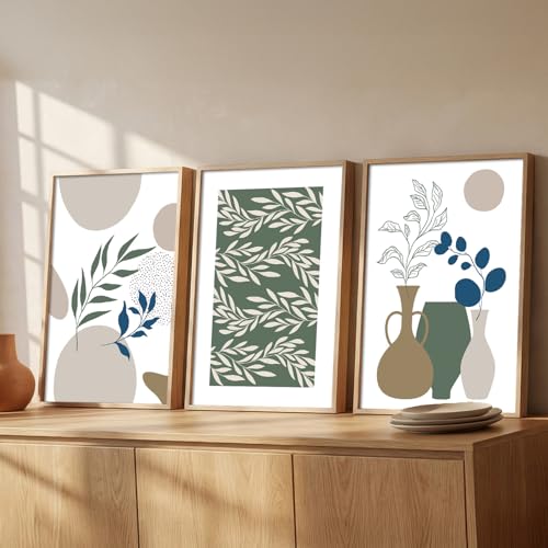 Image of kotart Boho Wall Painting for Wall Decoration - Modern Art Wall Decor Framed Painting for Living Room Bedroom - Framed Wall Posters /Paintings with Frame Set of 3-D (Art 1, 19x25 inch)