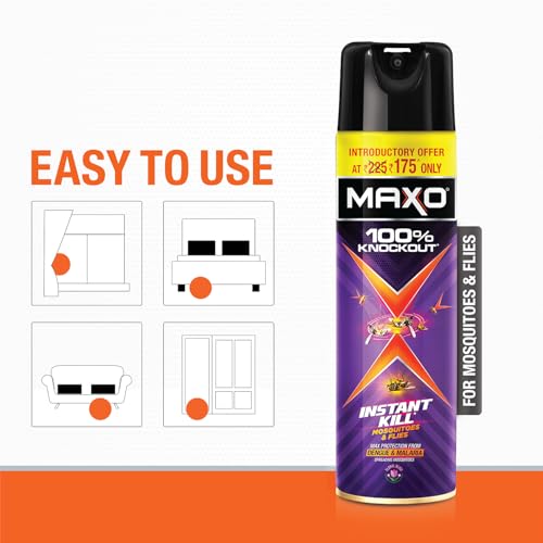 Image of Maxo Flying Insect Killer Spray 400ml | Mosquito & Fly Killer | 100% Knockout Formula | Protection from Dengue, Malaria & Chikungunya | Floral Bliss Fragrance