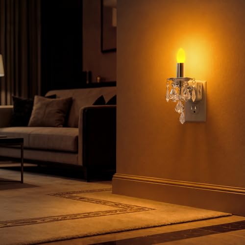 Image of Briignite Chandelier Night Lights Plug into Wall,Dusk to Dawn Sensor,Amber