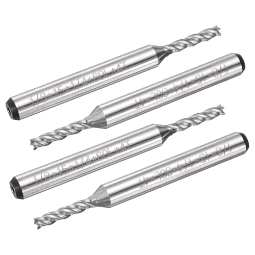 Image of uxcell 4pcs HSS-AL 1 /8 inch Cutting Dia 1 /4 inch Shank 4 Flutes End Mill Milling Cutter Router Bits Upcut Spiral Milling Cutter Tool for Wood PVC MDF Engraving